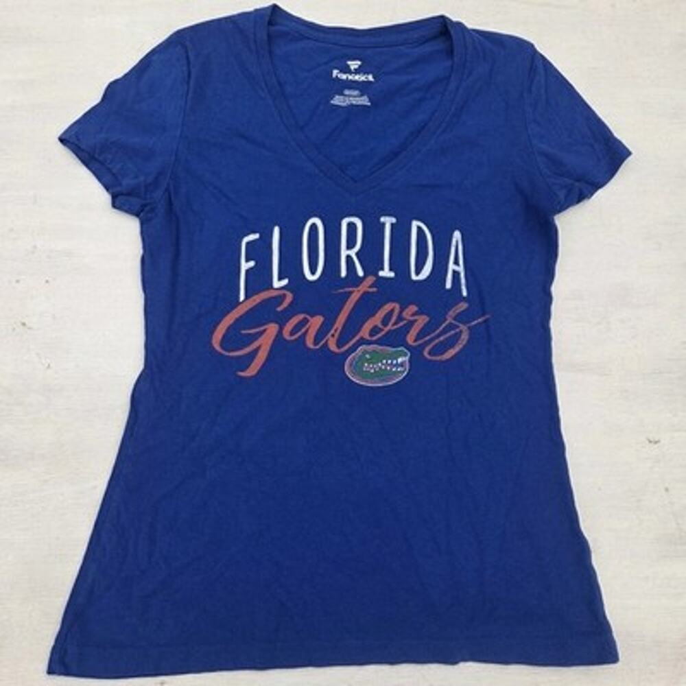 Florida Gators T-Shirt Womens S Small Blue UF V Neck Short Sleeve NCAA